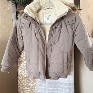 Abercrombie Kids Taupe Quilted Puffer Jacket